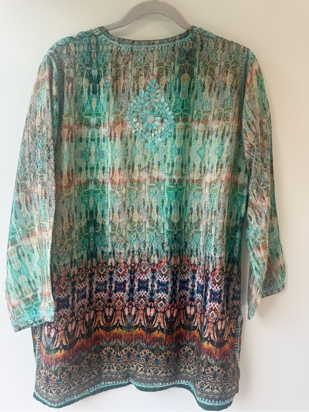 Dolma silk blend embroidered tunic SzL boho - Picture 9 of 13